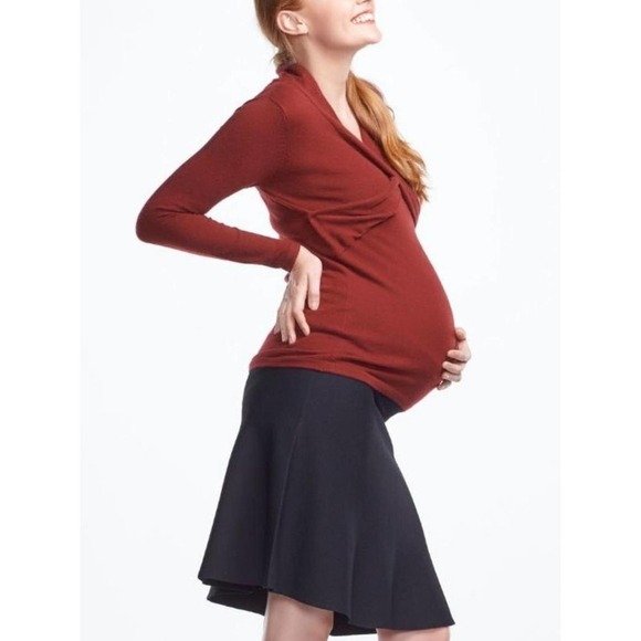 Soon Maternity Riley V-Neck Maternity Sweater Red - Picture 2 of 9